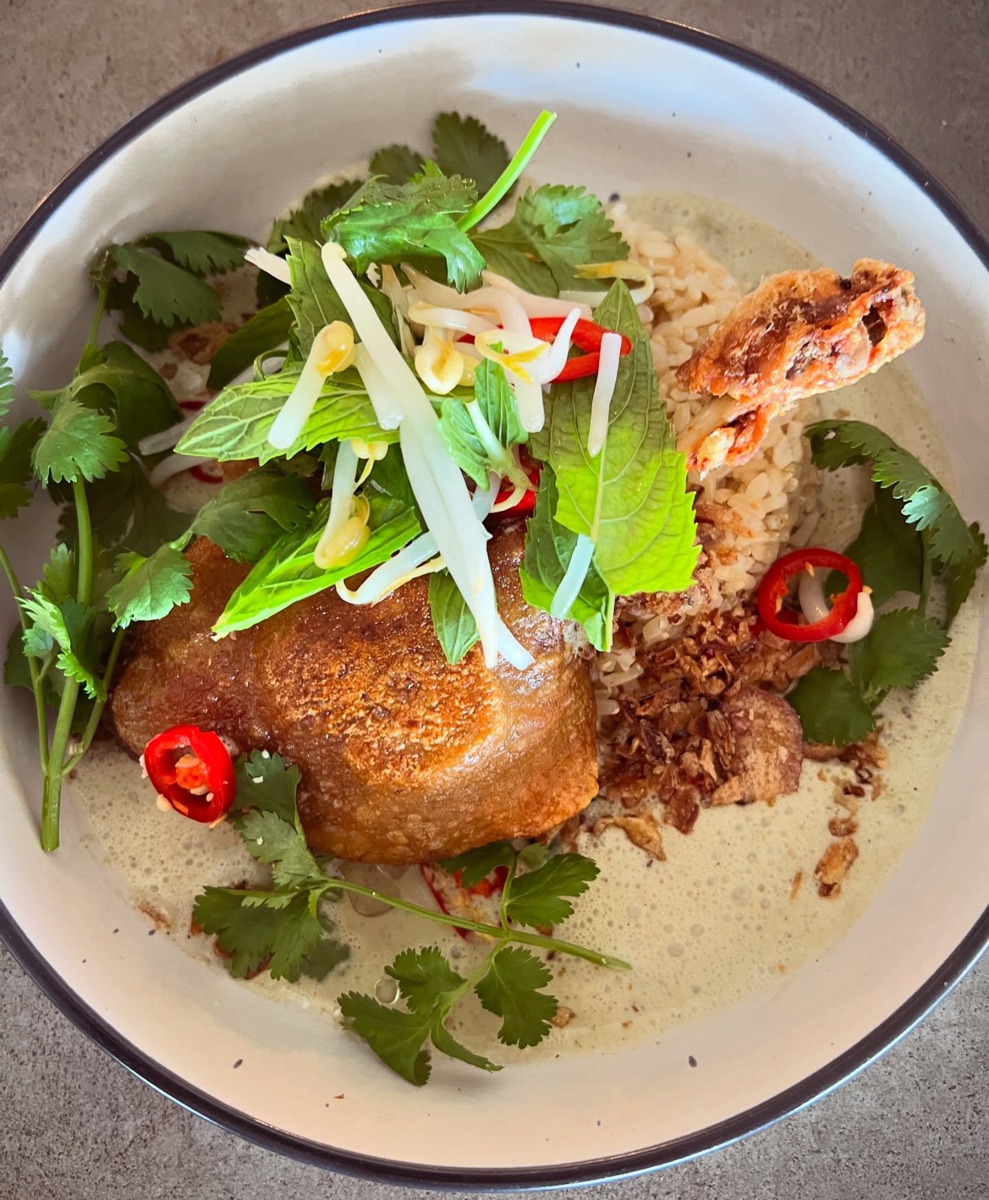 Green curry with crispy duck