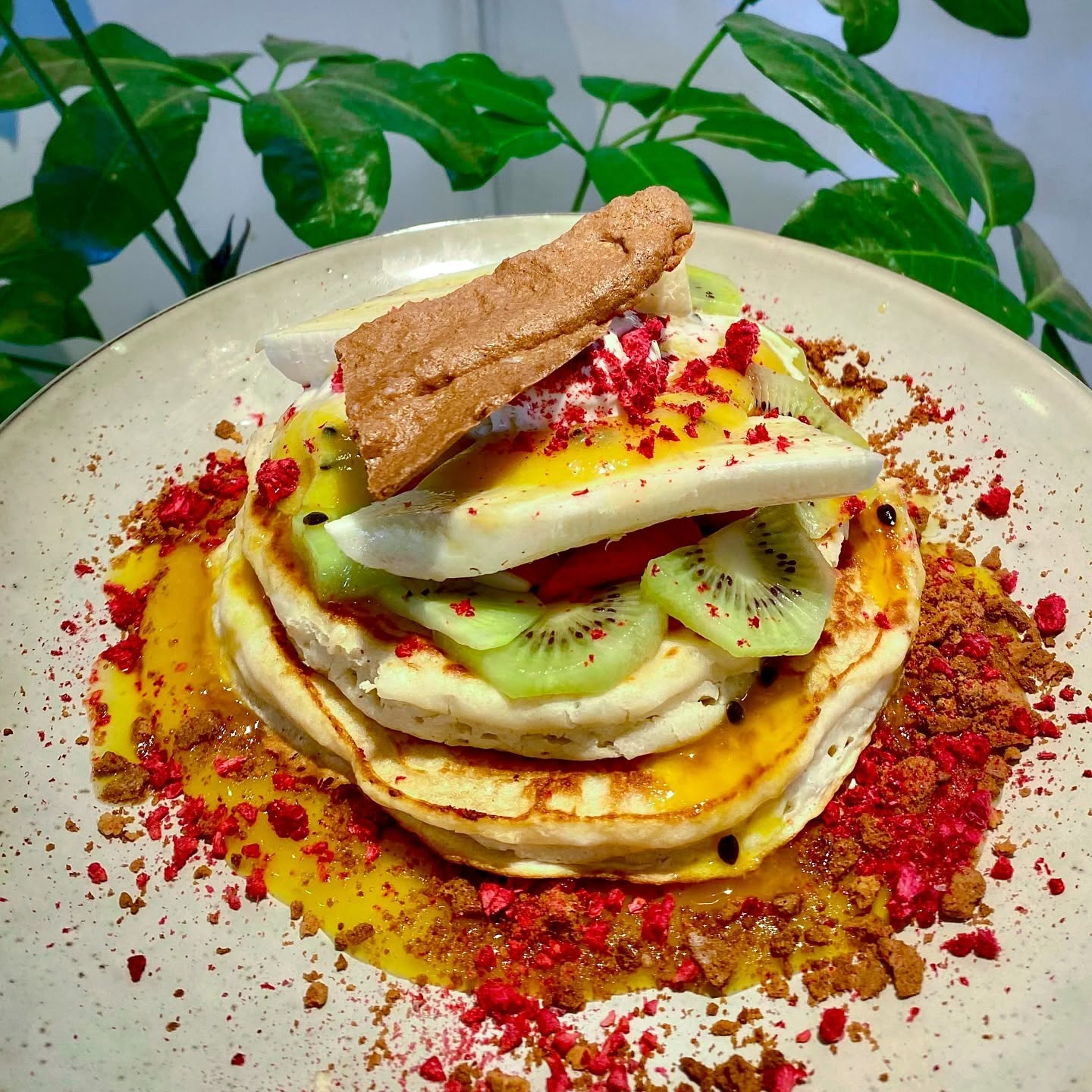 Pancakes with passionfruit