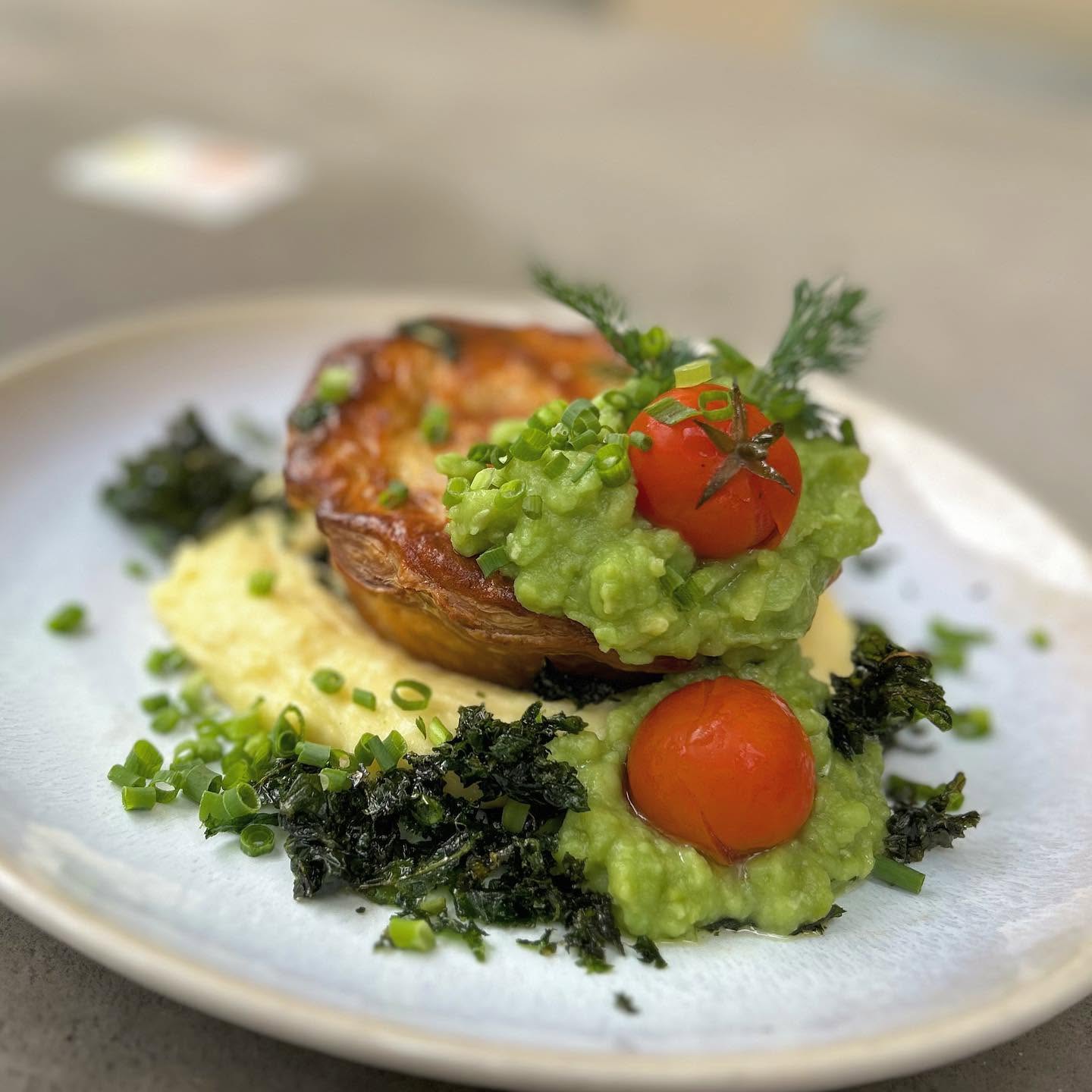 House pie with greens