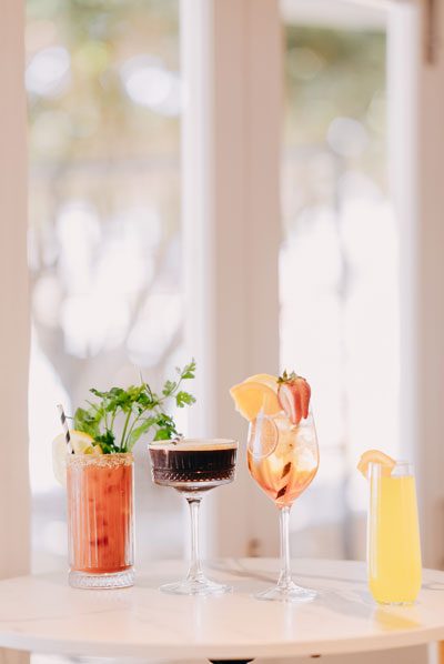 Cocktail line-up at the bar