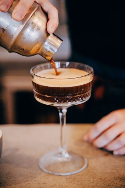 Espresso martini being poured